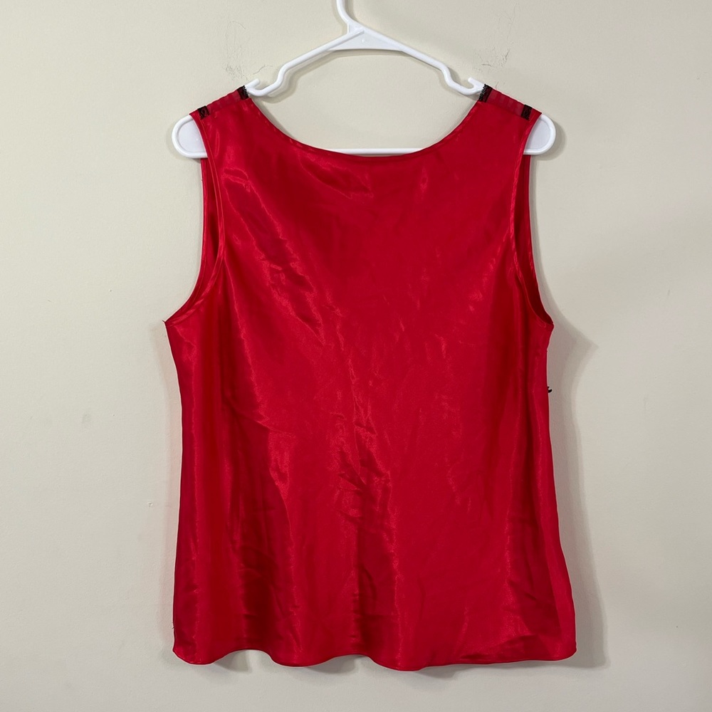 Gilligan & O’Malley Red Black Lace Detail V-Neck Sleep Shirt - Picture 7 of 7